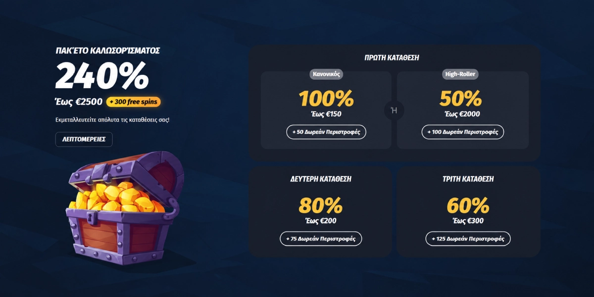 Winshark Casino πακέτο καλωσορίσματος μπόνους καταθέσεων και δωρεάν περιστροφές Ελλάδα